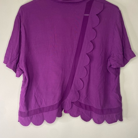 Armani Exchange Purple Short Sleeve Button Down Shirt With Scalloped Edges Large - Picture 6 of 12